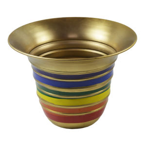 Pot en métal avec finition multicolore, décoration sur le thème LGBTQ, décoration de table, design pour le bureau et le salon, vase à fleurs arc-en-ciel en métal - Product Image 2