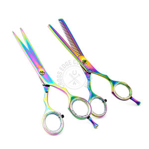 Tijeras de adelgazamiento de peluquería de pelo recto de salón de color arcoíris profesional y juego de tijeras de corte para la belleza del cabello en el salón - Product Image 3