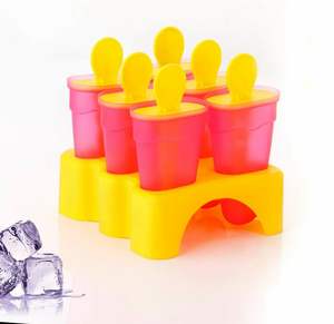 Ensemble de 6 moules à kulfi en plastique Aalok - Sans BPA, 60 ml, pour glaces et sucettes glacées maison - Jaune - Product Image 2