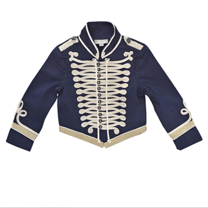 Chaqueta Estilo Militar Blanca para Hombre, Manga Larga, Cuello Alto, Patrón de Letras, Detalles Bordados, Cierre de Botones, Corte Regular - Product Image 5