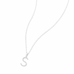 Collier avec pendentif lettre S personnalisé, argent sterling 925, moissanite, cadeau de fiançailles pour elle - Product Image 1