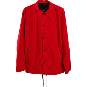 Veste Coach Homme Rouge en Polyester/Coton à Capuche, Fermeture Éclair Avant, Imperméable, Coupe-Vent, Respirante, Décontractée, Printemps, Coupe Droite, Couleur Unie - Product Image 1