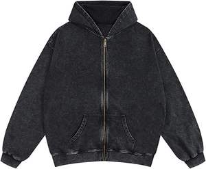 Sudadera con capucha y cremallera completa para hombre, 100% algodón, de peso pesado, estilo vintage con lavado ácido, diseño personalizado, ropa urbana, venta al por mayor - Product Image 1