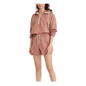 Conjuntos de Chaqueta Cortavientos para Mujer de Alta Calidad, Nuevo Diseño, Logotipo OEM Impreso, Conjunto de 2 Piezas con Capucha y Pantalones Cortos, Patrón Sólido, Conjuntos de Mujer 2026 - Product Image 1