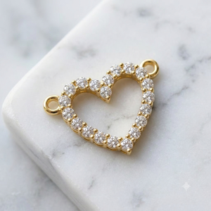 Collar con Colgante de Corazón Abierto, Diseño Clásico, Diamante Cultivado en Laboratorio, Oro Real de 10K, Joyería Fina de Lujo, Hecho a Mano, para Mujer - Product Image 1
