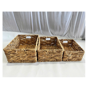 Set of 3 Plastic Eco-Friendly <b>Stackable</b> Storage <b>Baskets</b> Rectangle with Handles Nordic Style Multi-Purpose Neatening Organizers - Product Image 2