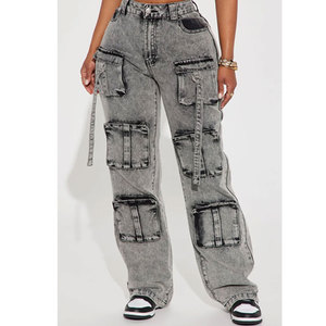 Jeans de Mujer, Estilo Nuevo, Pantalones Rectos, Color Puro, Tendencia de Moda, Pantalones Largos Holgados, Jeans de Pierna Ancha de Estilo Urbano - Product Image 1