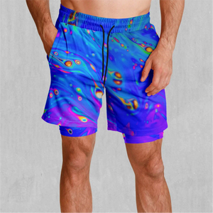 <b>Men's</b> Quick Dry Board Shorts Sublimation Print Drawstring Casual Swim <b>Trunks</b> Purple Blue Pattern Short Length - Product Image 4