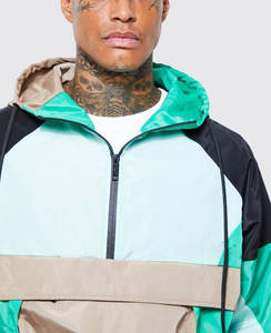 Personalizado ligero de los hombres 1/4 cremallera Anorak chaqueta con capucha rompevientos con poliéster senderismo chaqueta deportiva al aire libre para hombre - Product Image 3