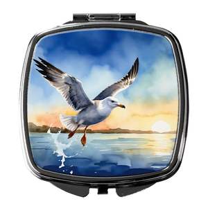 <b>Compact</b> Folding Handheld Travel Makeup <b>Mirror</b> Gull Flying Low Decorative Pocket <b>Mirror</b> for Women and Girls Gift - Product Image 1