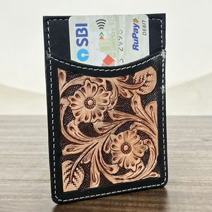 Nouveau porte-cartes en cuir de vache véritable avec blocage RFID, pour affaires et voyages, dernier design floral, cuir travaillé, mini porte-cartes mignon - Product Image 4