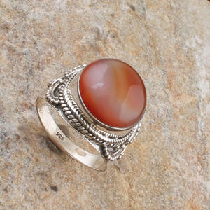 Anillo de Ónix Rojo Natural, Plata de Ley 925, Anillo de Cabujón Redondo, Anillo de Sello Hecho a Mano en Turquía, Joyería de Ágata Roja para Hombre y Mujer - Product Image 4