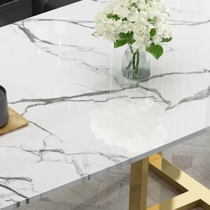 Modern Rectanglur Dining Tables With <b>Marble</b> <b>Top</b> Luxury Dining Table 6 Seater Metal Dining Table With White <b>Marble</b> <b>Top</b> - Product Image 6