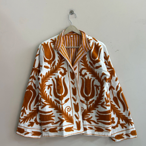 Cotton O-Neck Jacket <b>For</b> <b>Women</b> Handmade Embroidered <b>Coat</b> Boho Jacket Gift <b>For</b> Her - Product Image 1