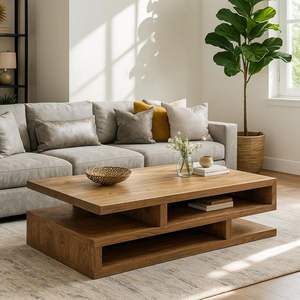 Table basse fonctionnelle en bois massif conçue avec une surface supérieure spacieuse pour une utilisation élégante dans le salon - Product Image 3