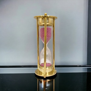 Reloj de Arena de Lujo Hecho a Mano de Latón y Vidrio de 2 Minutos con Brújula, Decoración Náutica de Escritorio, Regalo de Tajdaar Handicrafts - Product Image 4