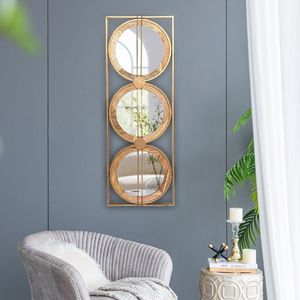 Gold Rectangular Frame <b>Wall</b> <b>Mirror</b> <b>Set</b> 3 Piece Home Decor for Bedroom & Living Room 40"x14" Framed <b>Mirror</b> - Product Image 5
