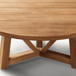 Mesa redonda de madera de teca en oferta, con un estilo moderno y sencillo, apta para uso en exteriores y resistente a las termitas. - Product Image 4