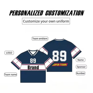 American Football Jersey V-Neck Short Sleeve 89 Number Solid Design 100% Polyester Moisture Wicking Fitted Unisex Adult - Product Image 4