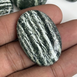 พลอยแจสเปอร์ลายม้าลายสีเขียวธรรมชาติทรงรีขัดเงาแบบหลวมสำหรับทำเครื่องประดับขายส่งจำนวนมาก - Product Image 3