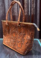 Tas Kulit Wanita Terlaris, Ukiran Tangan, Buatan Tangan, dengan Hiasan Bunga Timbul, Aksesori Fashion Premium