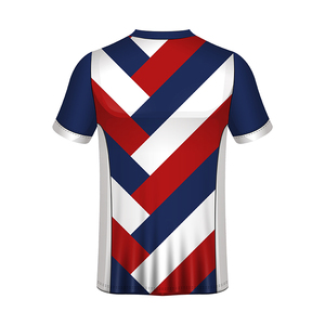 Camiseta de Fútbol a Rayas para Niños, Manga Corta, Blanca, Roja y Azul Marino, Cuello Redondo, Poliéster que Absorbe la Humedad, Ropa Infantil para Todas las Temporadas - Product Image 5