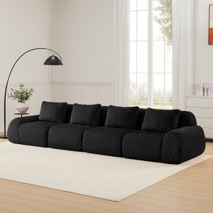 Divano Sezionale Moderno Modulare Oversize a 4 Posti in Tessuto Flanella con Seduta Profonda Senza Struttura per Soggiorno - Modello 146 - Product Image 1