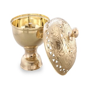 Lámpara de Aceite Sagrado Tradicional de Latón, Diseño Redondo Dorado, Hecha a Mano, Decoración de Mesa para Interiores, Decoración para Sala de Estar, Hogar, Iglesia - Product Image 1