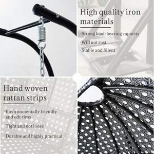 Sillón Colgante Tipo Huevo de Mimbre Doble, Resistente a la Intemperie, Color Negro y Gris, para Hogar, Dormitorio, Patio, Balcón, Muebles de Patio Premium - Product Image 6