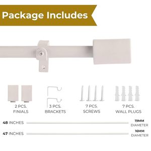 Modern White Cylinder <b>Curtain</b> Pole with <b>Rings</b> for Bathroom Minimalist Design - Product Image 3
