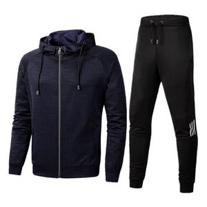 Ensemble de survêtement pour homme, veste zippée en polaire, tenue de course à pied, deux pièces, logo personnalisé, vêtements de sport, survêtement en gros - Product Image 3