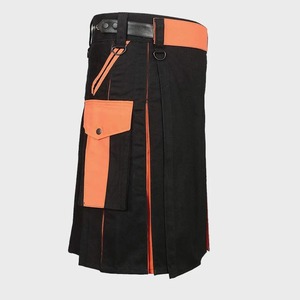 Kilt hybride utilitaire écossais gris tartan personnalisé pour homme, 100 % coton, style écossais, logo personnalisé, pour la pratique de la musique (tuba), OEM, MOQ 01 - Product Image 2
