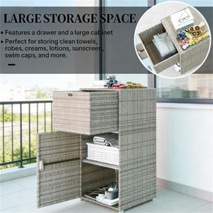 Portasciugamani e Armadietto Grigio per Piscina, Pratica Piattaforma di Stoccaggio - Product Image 2