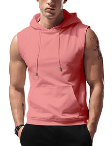 Hoodie de sport sans manches pour homme, coupe ajustée, conçu pour l'entraînement, la musculation, prix de gros, prix bas, personnalisable. - Product Image 1