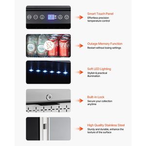 ตู้เย็นขนาดเล็ก 88 แคน พร้อมระบบควบคุมอุณหภูมิแบบดิจิตอลและชั้นวางปรับได้ ตู้แช่เครื่องดื่มพร้อมประตูกระจก - Product Image 6
