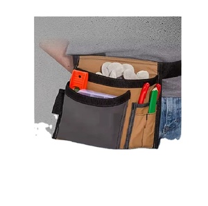 Pochette multi-outils avec sangle réglable, couleur beige et noire, pour le rangement des outils d'électricien, avec porte-stylo, porte-crayon et porte-lunettes - Product Image 2
