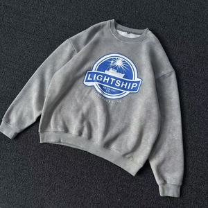 Lightship Brewing Co. Sweat-shirt à col rond surdimensionné unisexe, coupe classique, en coton tricoté, imprimé sur le devant, style décontracté d'automne - Product Image 3