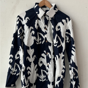 Camisa Casual con Estampado Floral para Mujer, Hecha a Mano con Tela de Algodón Suave, Cuello con Botones, Transpirable, para Verano, Roja y Blanca, en Oferta - Product Image 1
