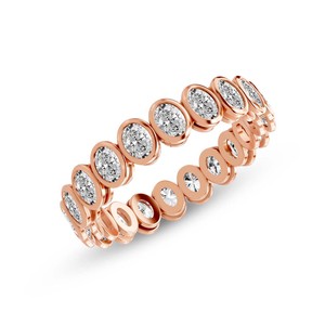 แหวนเพชรทรงรีแบบฝังขอบเพชรทรงรี 10k/14k/18k เพชรเพาะเลี้ยงคุณภาพ VS1 VVS1 สำหรับผู้หญิง - Product Image 6