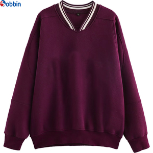 Sudaderas de Felpa Decorativas de Moda para Mujer, Tallas Grandes, Cuello Redondo, Manga Larga, 100% Algodón, Color Sólido - Product Image 4
