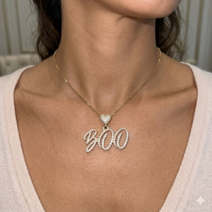 Collar de Oro Sólido de 10K con Características Personalizables, Joyería Hip Hop, Letra Cursiva, Diamantes Moissanite, Cierre de Corazón, Colgante con Dijes - Product Image 2