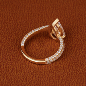 Bague de fiançailles en diamant de laboratoire taille poire 3 carats, or jaune 14K 18K, pavé, pour femme - Product Image 6