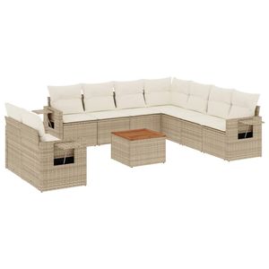 Conjunto de Sofás Modulares Grandes de Ratán Sintético PE Beige para Jardín, Muebles Modulares Cómodos para Exteriores - Product Image 2