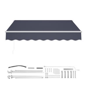 "9.8FT X 8.2FT Outdoor Patio Retractable Sun <b>Shade</b> Awning Water Resistant PC Material Patio Door <b>Window</b> Manual" - Product Image 1