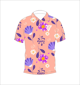 Polo de Hombre con Estampado Floral en Púrpura Melocotón, Sublimación Personalizada, Manga Corta, Verano, Casual, Transpirable, Ligero, para Golf - Product Image 1