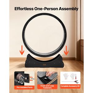 Rueda de Ejercicio para Gatos de Madera Negra de 48 Pulgadas, Capacidad de 28 Libras, Caminadora para Gatos de Interior con Pista Alfombrada, Mecanismo de Bloqueo Silencioso, Fitness y Deporte - Product Image 5