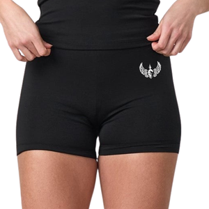Shorts de sport décontractés pour femmes noires, taille haute élastique, extensibles, séchage rapide, respirants, pour fitness et entraînement - Product Image 1