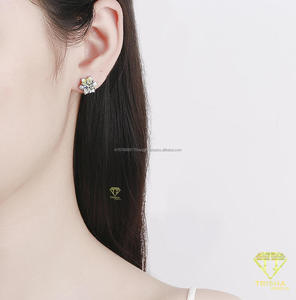 Luxury Floral Cluster Moissanite Diamond Earrings 925 Sterling <b>Silver</b> Wedding Gift For Women - Product Image 4