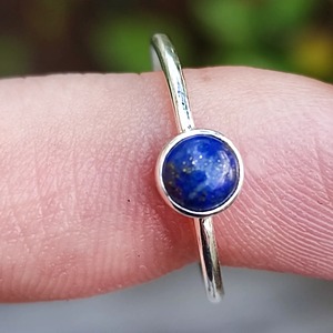 <b>Lapis</b> <b>Lazuli</b> <b>Ring</b> 925 Sterling Silver Handmade Boho Statement Promise Jewelry for Women Natural Round Shape Gemstone Jewelry - Product Image 5