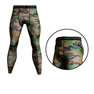Leggings de compression camouflage pleine longueur pour hommes, taille élastique, en Spandex et Polyester, pour le sport - Product Image 5